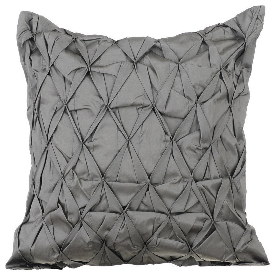 Gray Decorative Pillow Covers 18"x18" Silk, Between Spaces
