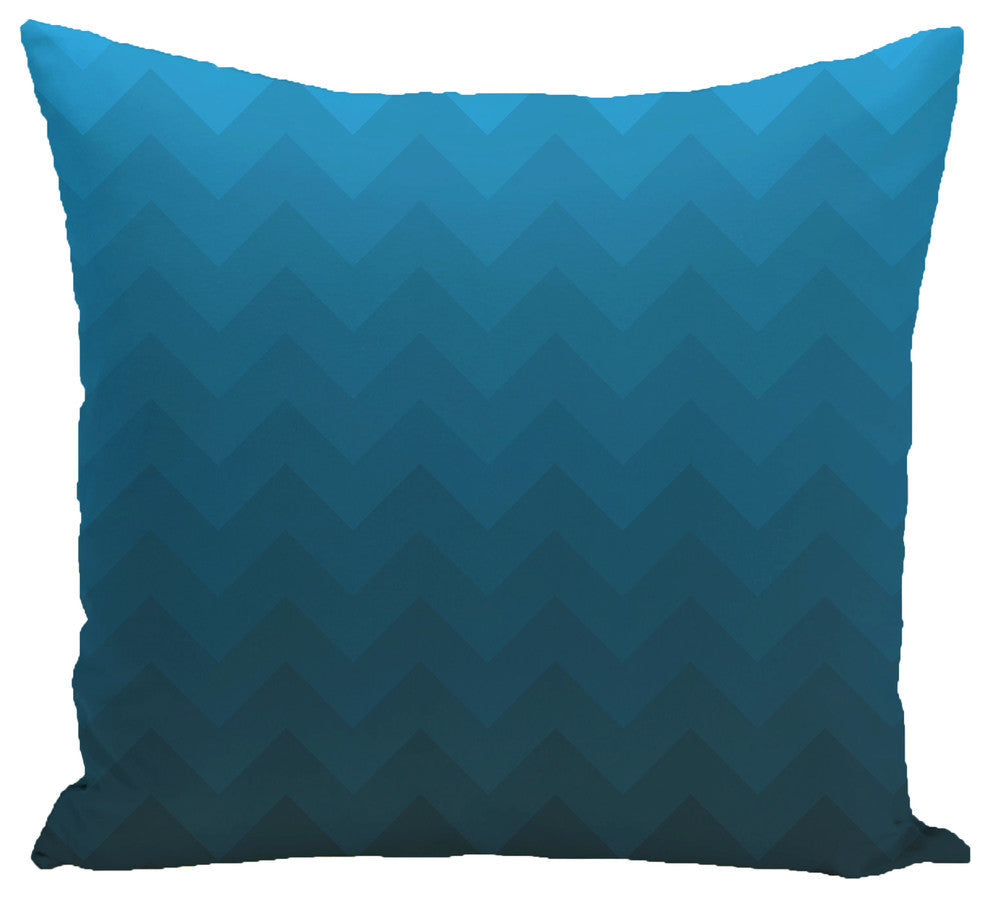 Depth Perception Stripes Print Pillow, Teal, 18"x18"