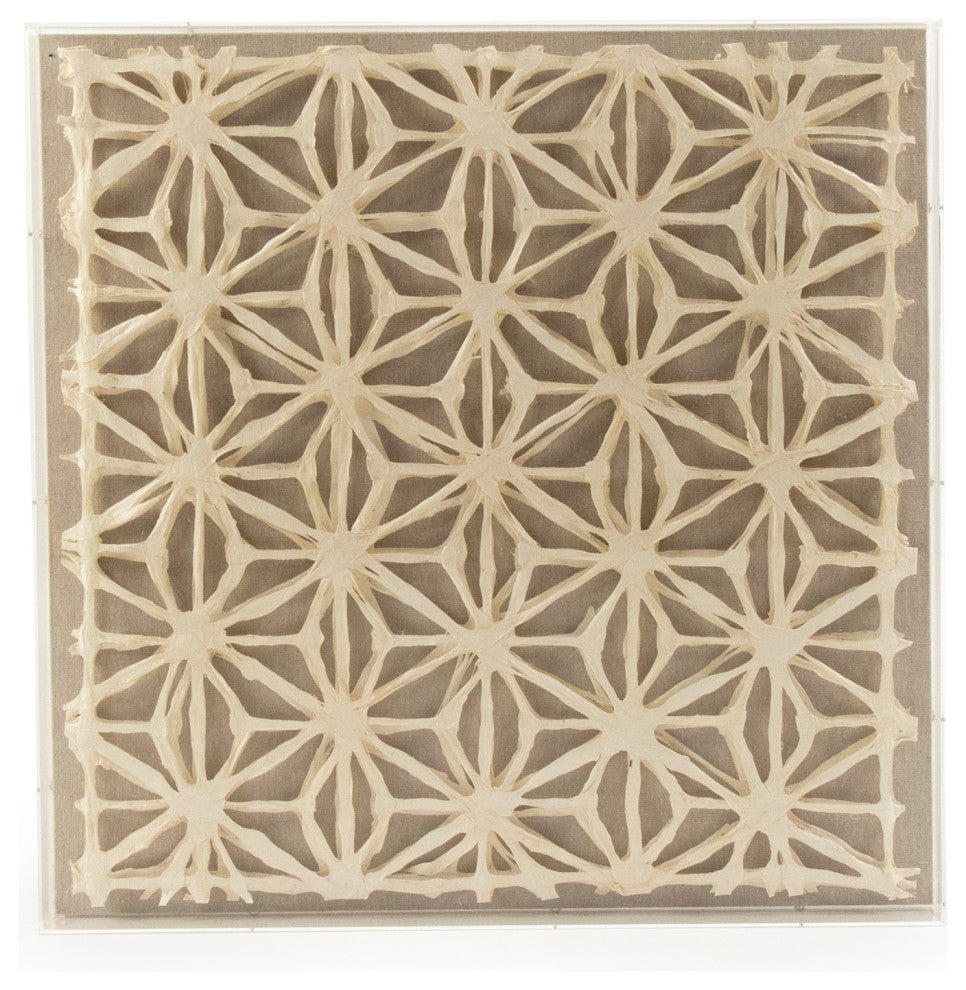 Abstract Paper Acrylic Framed Art, Ox Horns, Neutral Background