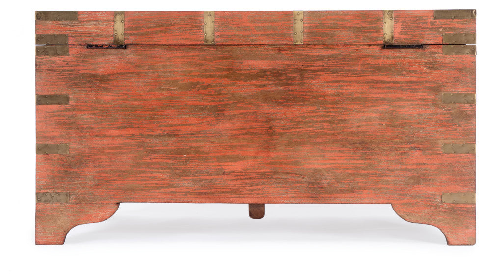 Nador Hand-Painted Brass Inlay Storage Trunk Coffee Table, Blush