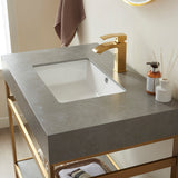 Funes Bath Vanity with Mirror, Brushed Gold Support, 36'', Grey Stone Top
