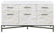 HomeRoots 18" X 54" X 30" White Weathered Wood Pattern Metal Console Table