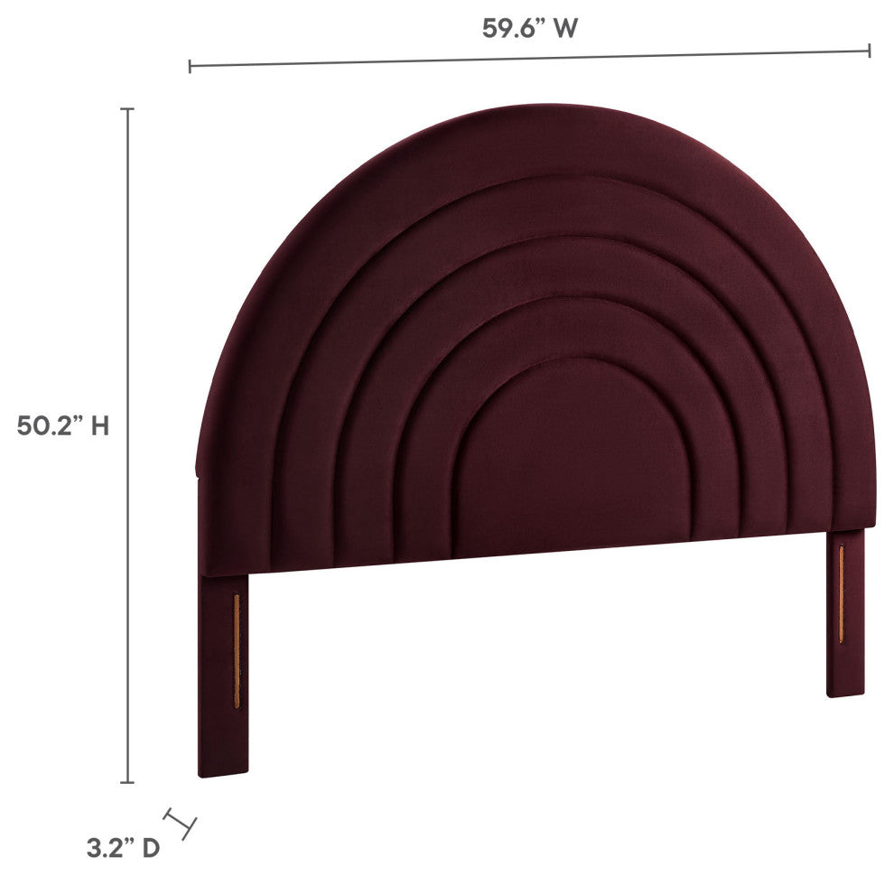 Solana Arched Performance Velvet Full Headboard, Mulberry