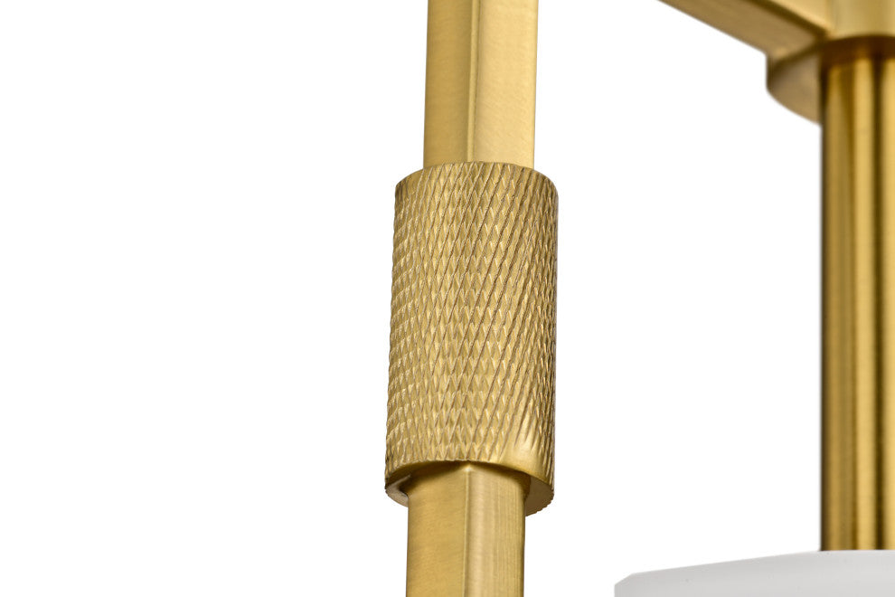 1-Light Gold Mini Pendant With White Cylindrical Glass Shade