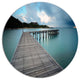 Wooden Bridge To Calm Ocean, Modern Bridge Round Wall Art, 11"