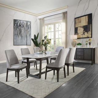 Madan Dining Table, Marble Top and Weathered Gray