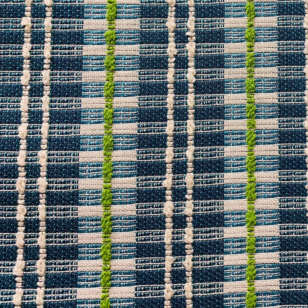 Plutus Garden Tassel Blue Stripes Luxury Outdoor/Indoor Throw Pillow, 20"x20"