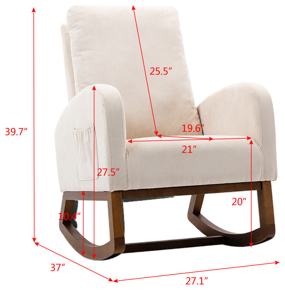 Gewnee Recliner Armchair with Wood Legs and Side Pocket