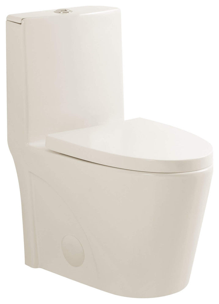 Fine Fixtures Dual-Flush Elongated One-Piece Toilet With High Efficiency Flush, Biscuit