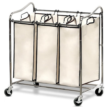 Heavy-Duty 3-Bag Laundry Sorter Cart
