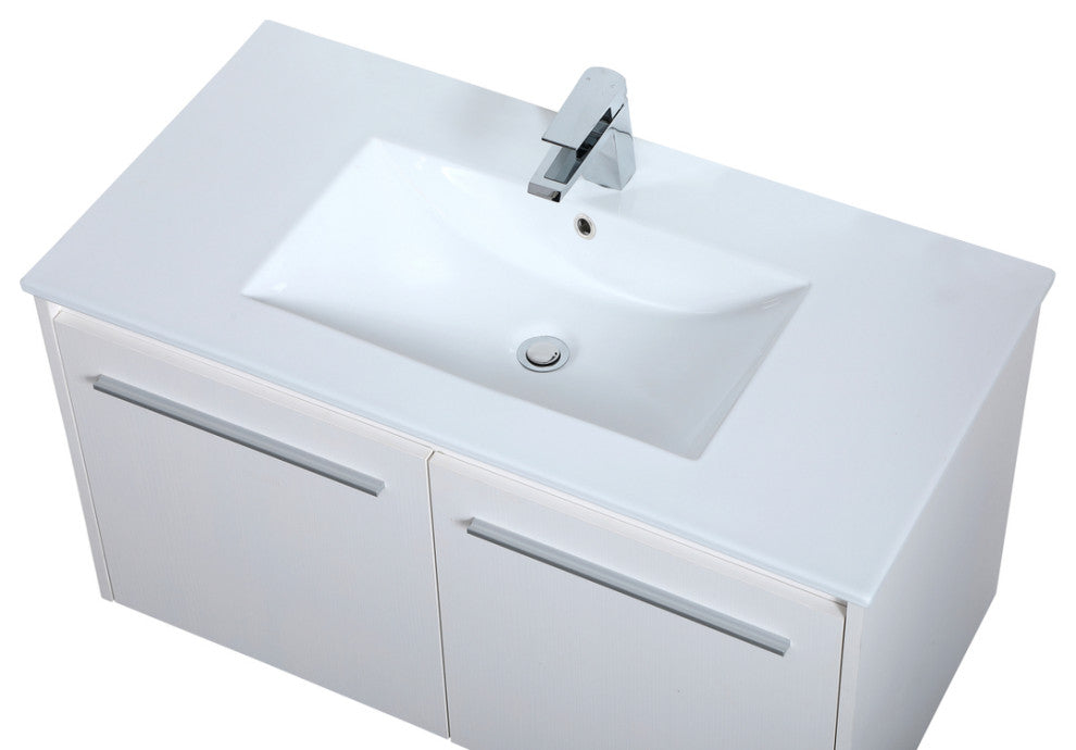 Single Bathroom Floating Vanity, White, 36"