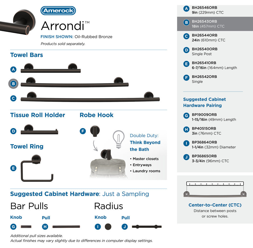 Amerock Arrondi Towel Bar, 18", Oil Rubbed Bronze