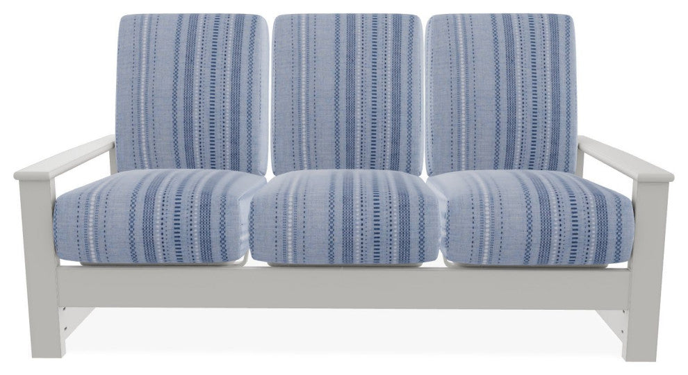 Leeward Deep Seat 3-Seat Outdoor Sofa, Copeland Chambray/Snow