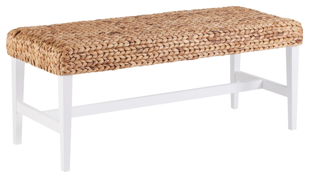 Acors White Woven Coffee Table Bench