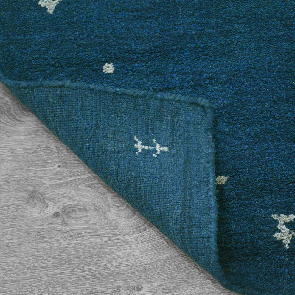 HAND KNOTTED LOOM SILK ECO-FRIENDLY AREA RUGS -2'6''x6',Runner,Blue,Contemporary