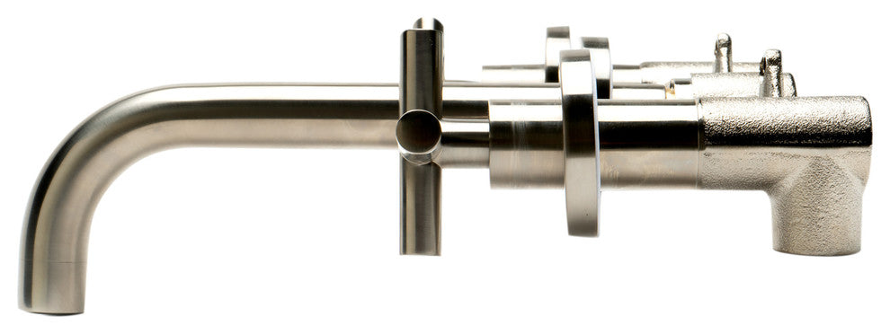 AB1035-BN Brushed Nickel 8" Widespread Wall-Mounted Cross Handle Faucet