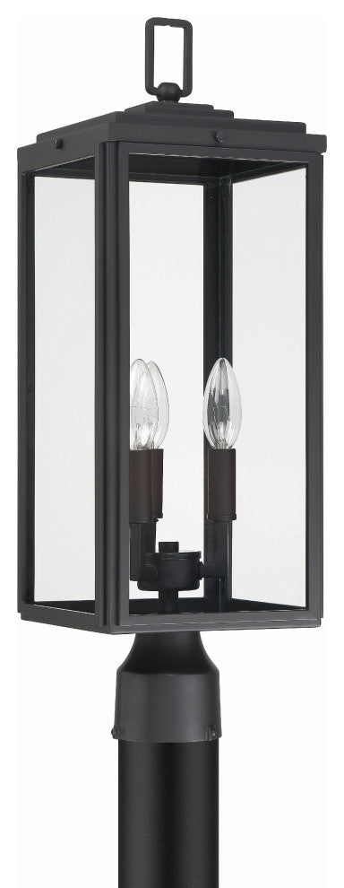 Byron 3-Light Matte Black Outdoor Lantern Post