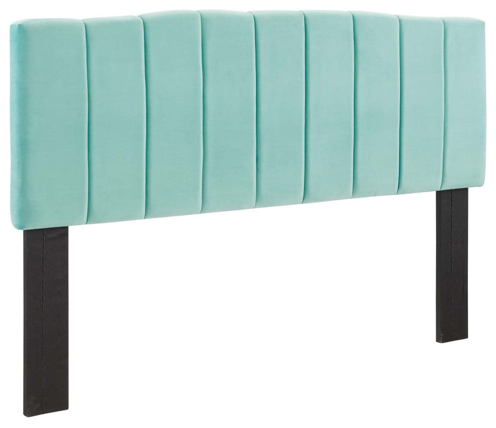 Camilla Channel Tufted King/California King Performance Velvet Headboard Mint