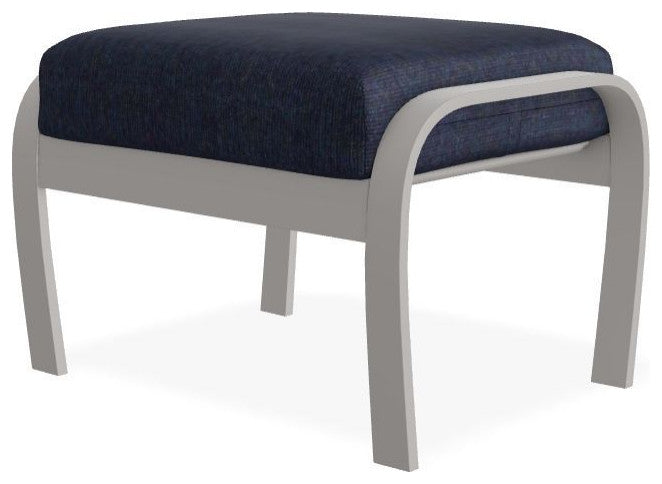 Belle Isle Cushion Outdoor Ottoman, Indigo/Warm Gray