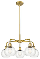 Athens 5-Light 24" Stem Chandelier, Brushed Brass, Clear