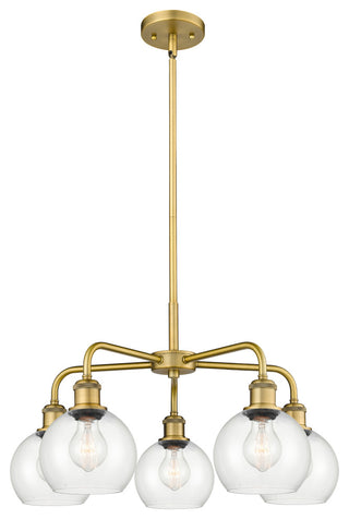 Athens 5-Light 24" Stem Chandelier, Brushed Brass, Clear