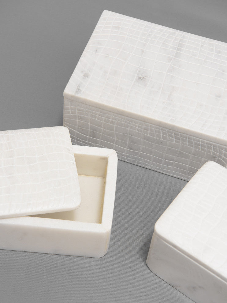 White Marble Box, Lid, Small