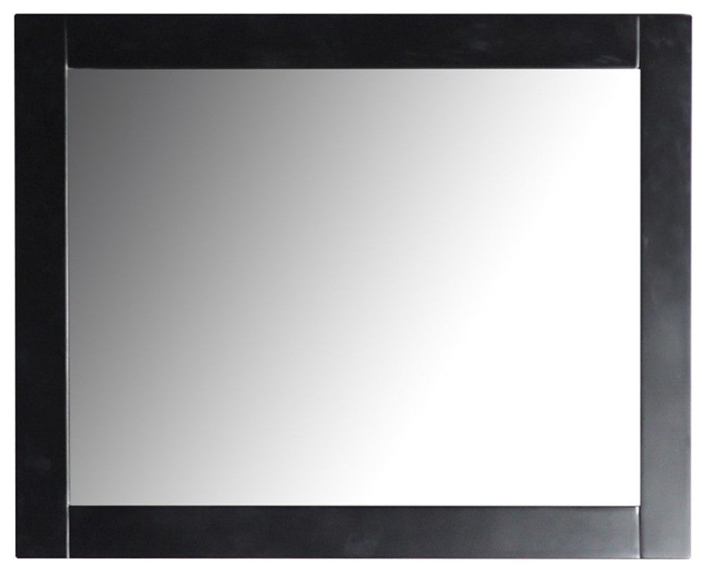 30" Rectangle Wood Frame Mirror, Matte Black Finish