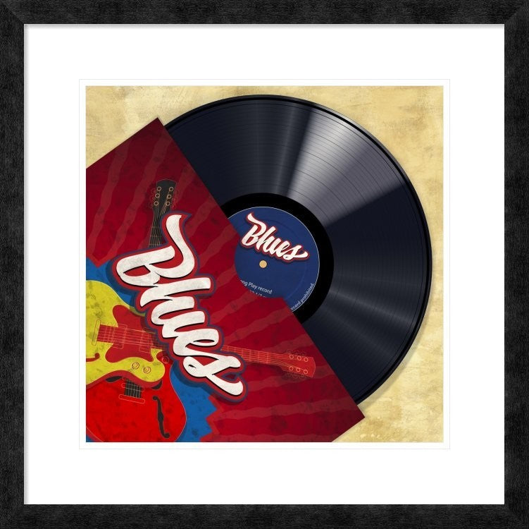 "Vinyl Club, Blues" Framed Digital Print by Steven Hill, 26"x26"