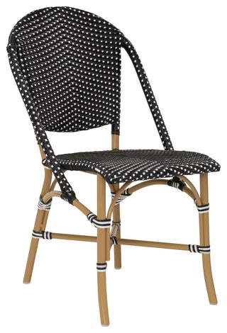 Sofie Outdoor Dining Side Chair, Almond Frame, Black With White Dots