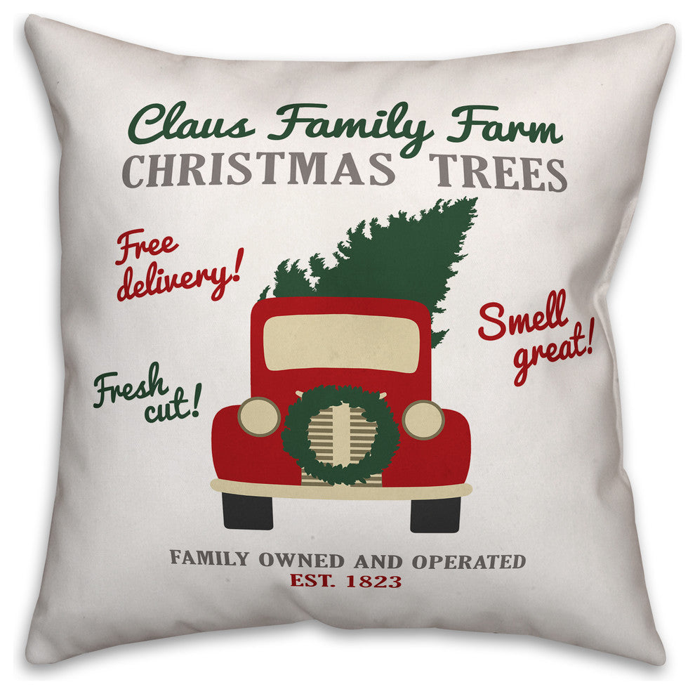 Claus Family Christmas Tree Farm 16x16 Spun Poly Pillow