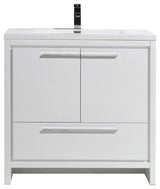 Alma-Allier Freestanding Vanity With Integrated Sink, White, 36"