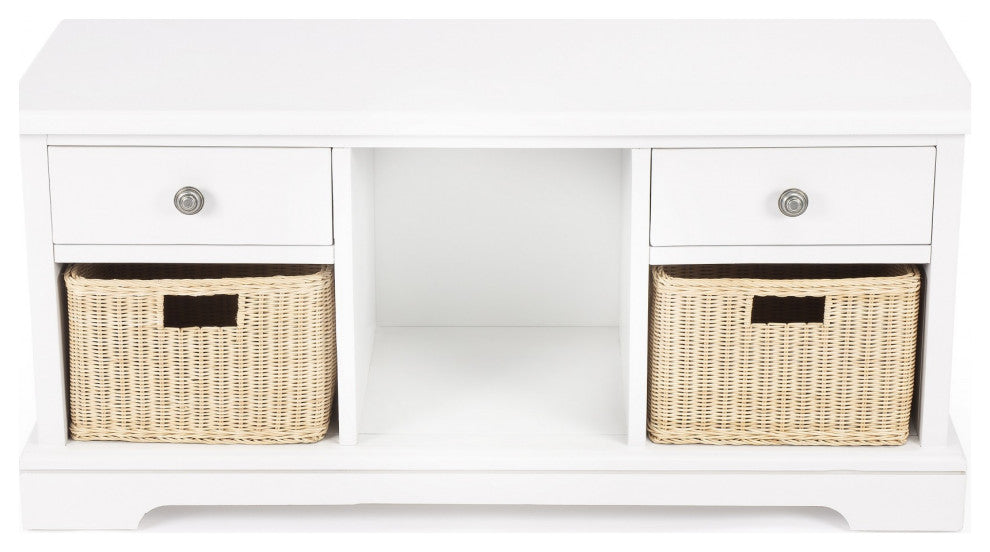 Modern Farm White Bench With Storage