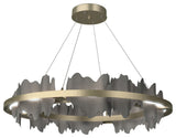 Hildene Circular LED Pendant, Soft Gold, Natural Iron, Standard Height