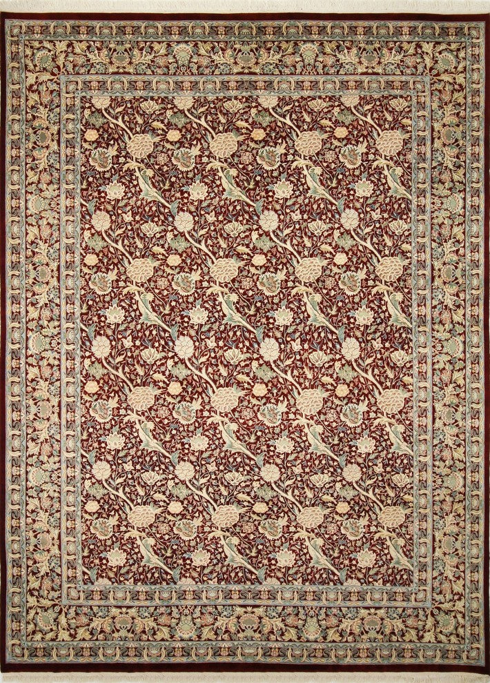 Pak-Persian Reed Red Hand-Knotted Rug, 9'1x12'2