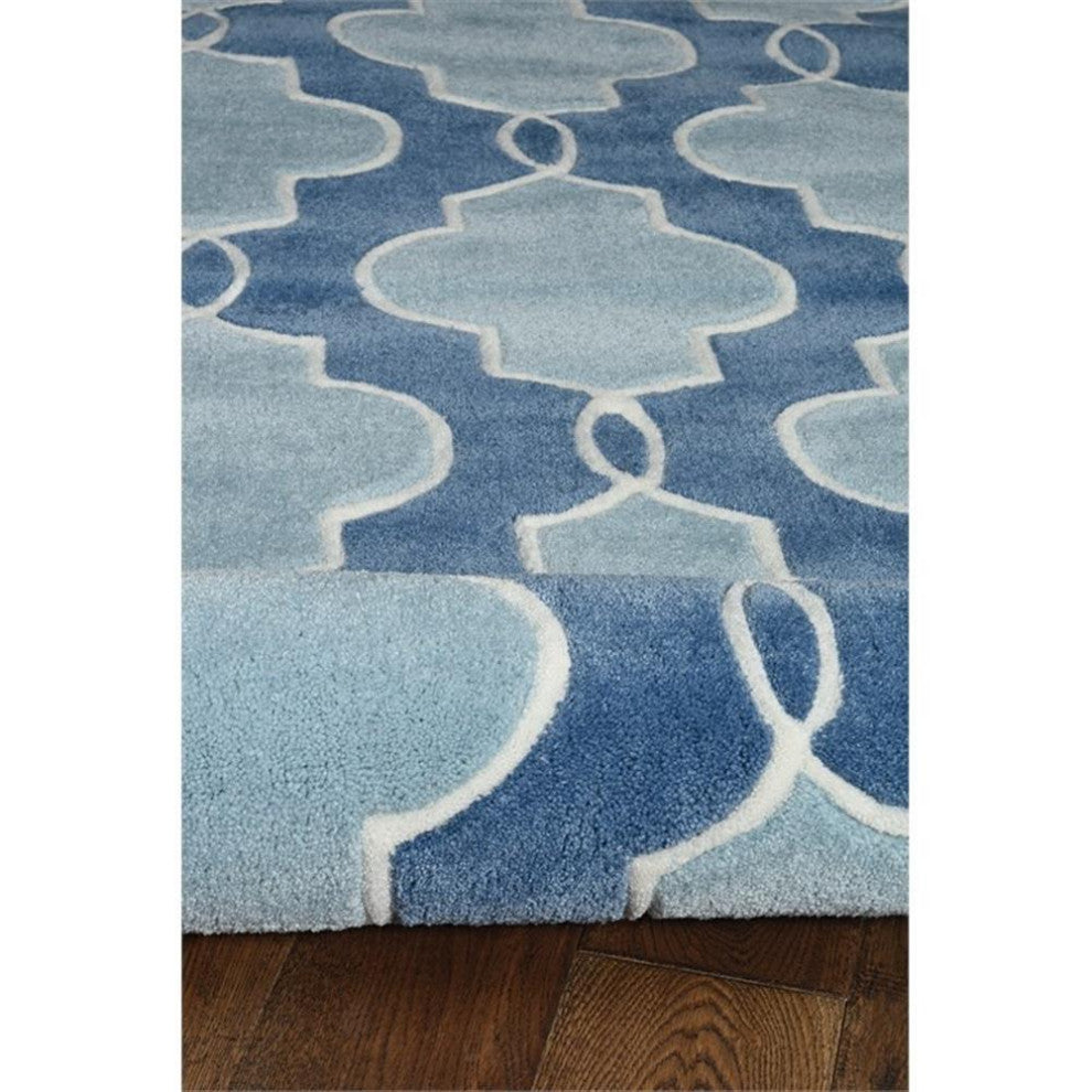 Linon Trio Tile Hand Tufted Polyester 1'10"x2'10" Rug in Blue