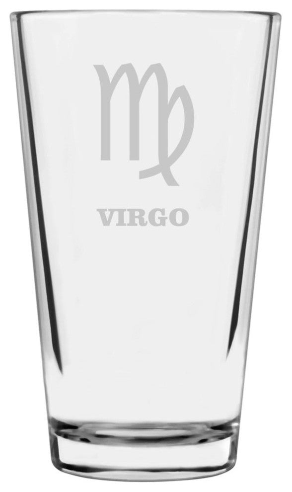 Zodiac Symbol Etched All Purpose 16oz. Libbey Pint Glass, Virgo