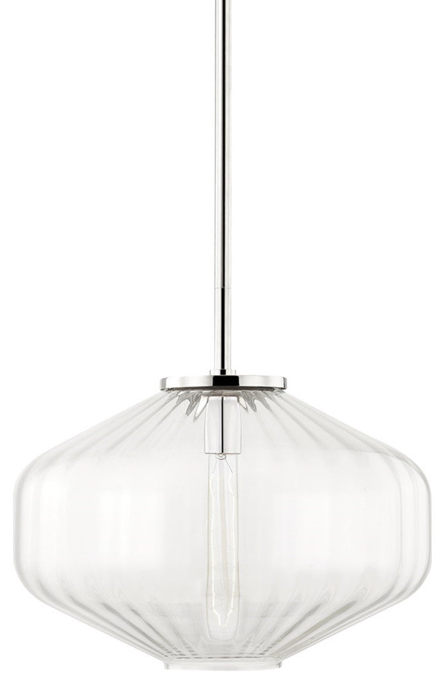 Bennett 1-Light C Pendant Polished Nickel Finish Clear Glass