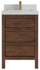 Elizabeth 24 Single Sink Bath Vanity in Dark Walnut Teak 2" Carrara Quartz