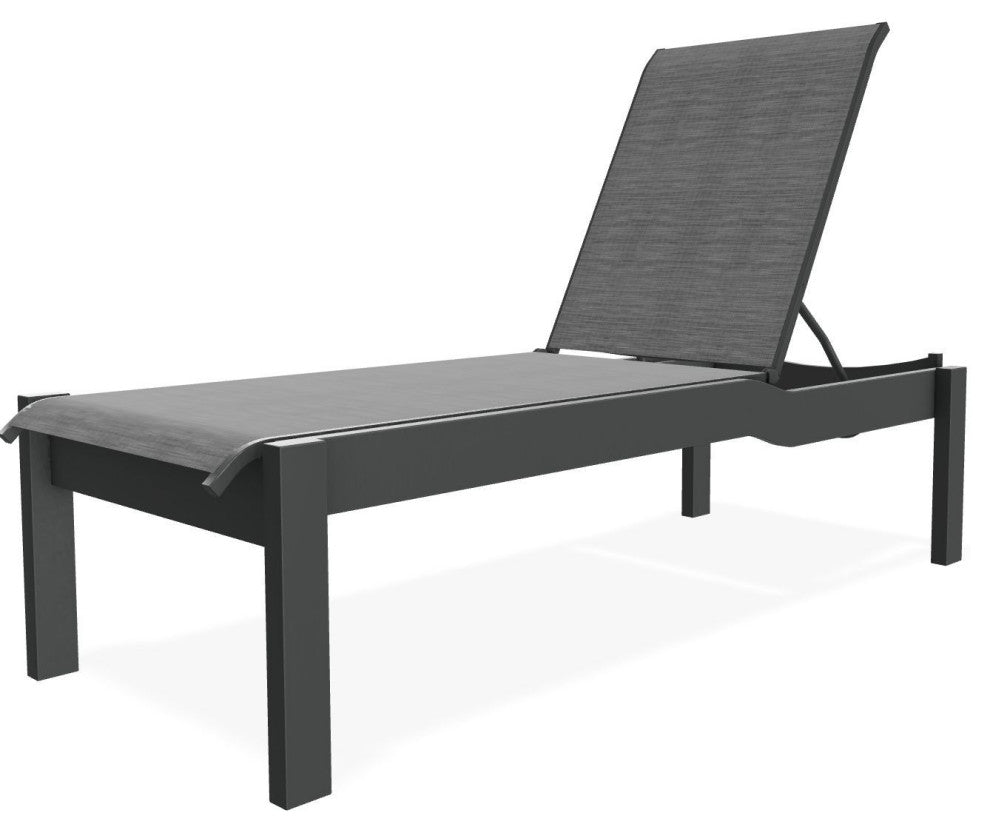 Leeward Sling Stackable Outdoor Chaise Lounge, Collect Charcoal/Graphite