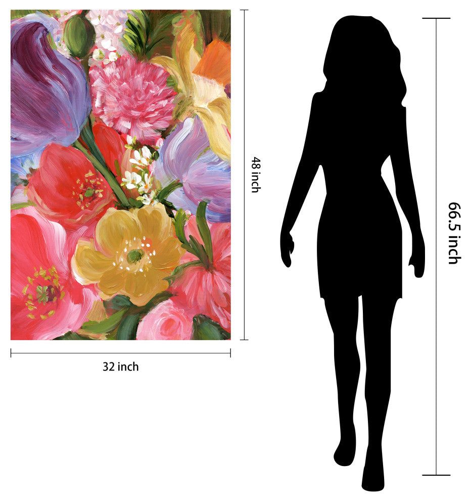 "Blossom Symphony II" Flowers Frameless Printed Tempered Art Glass Wall Art