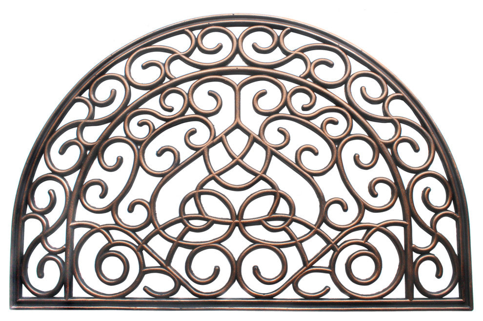 Bronze Moulded Vines Half-round Rubber Doormat, 24"x36"