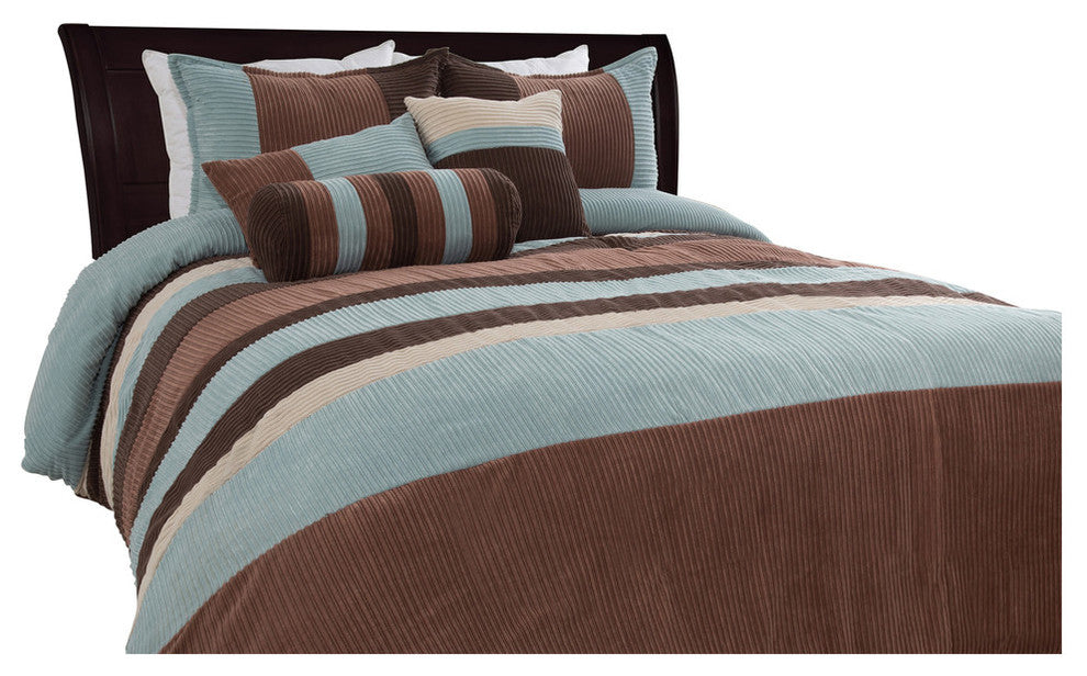 Geo 7-PC Complete Comforter Set, Blue, Twin, 6-Pc