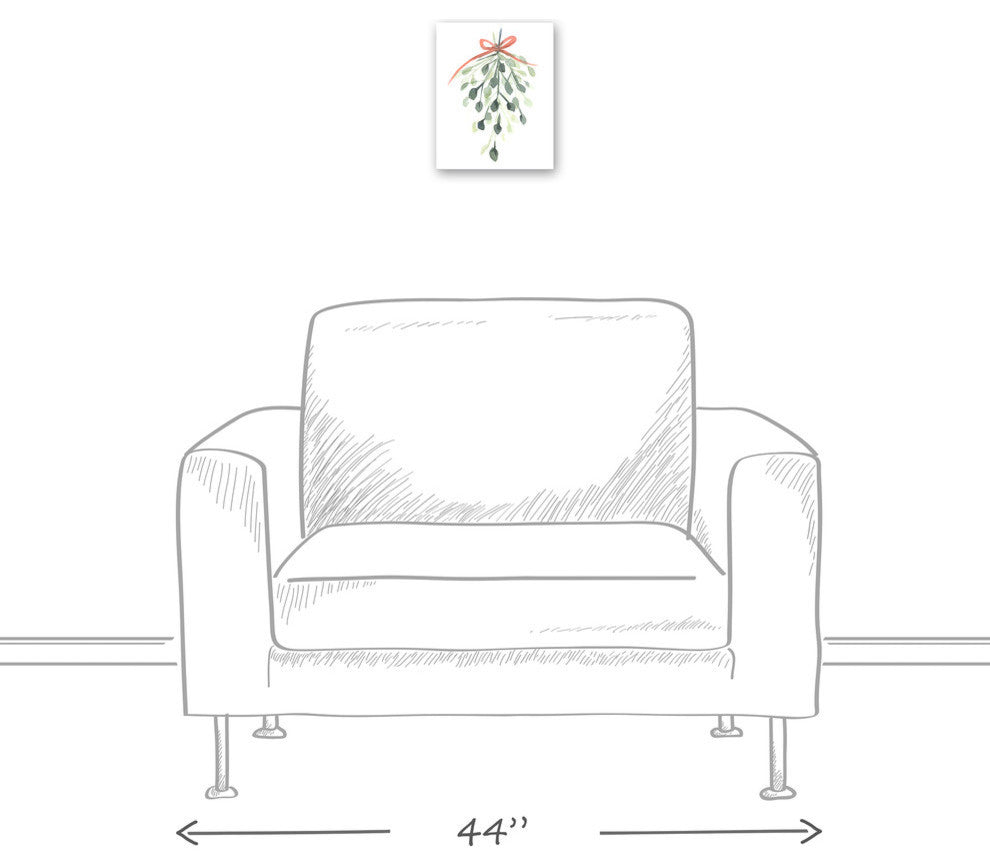 Watercolor Mistletoe Canvas Wall Art, Unframed, 8"x10"