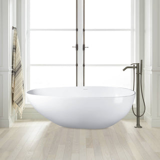 Vanity Art Solid Surface Resin Stone Freestanding Bathtub, Glossy White, 59 in. X 30 in.