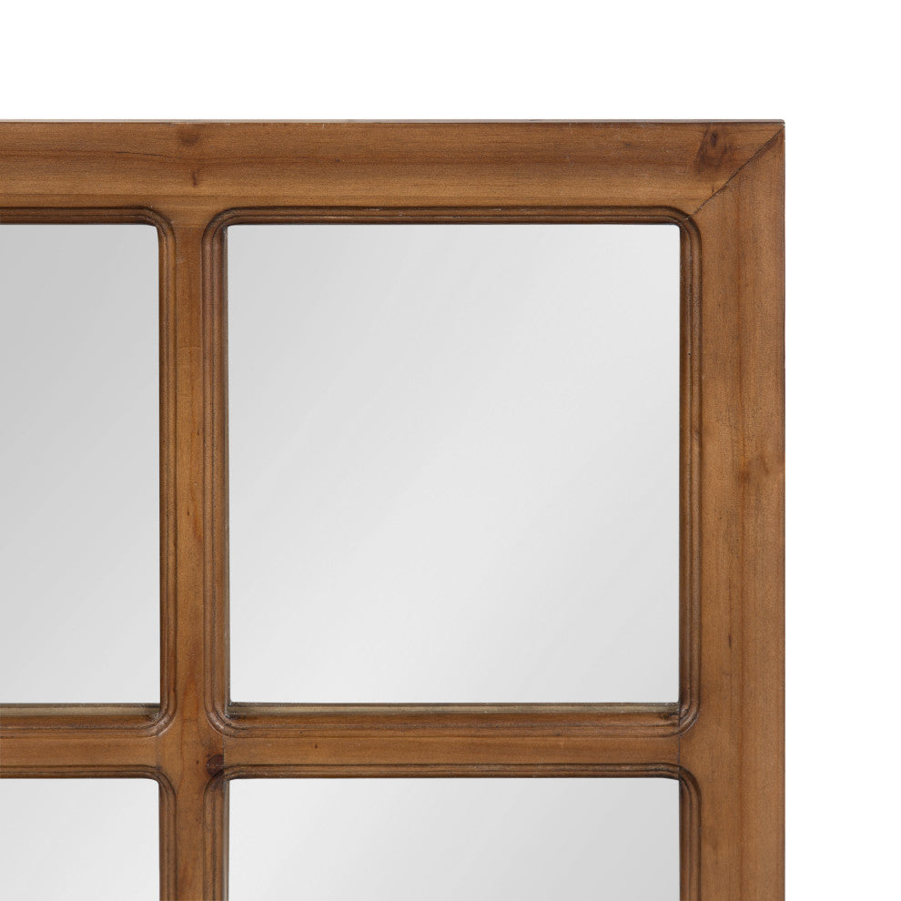Jackson Wood Windowpane Mirror With Metal Shelf, Brown/Black, 24"x18"