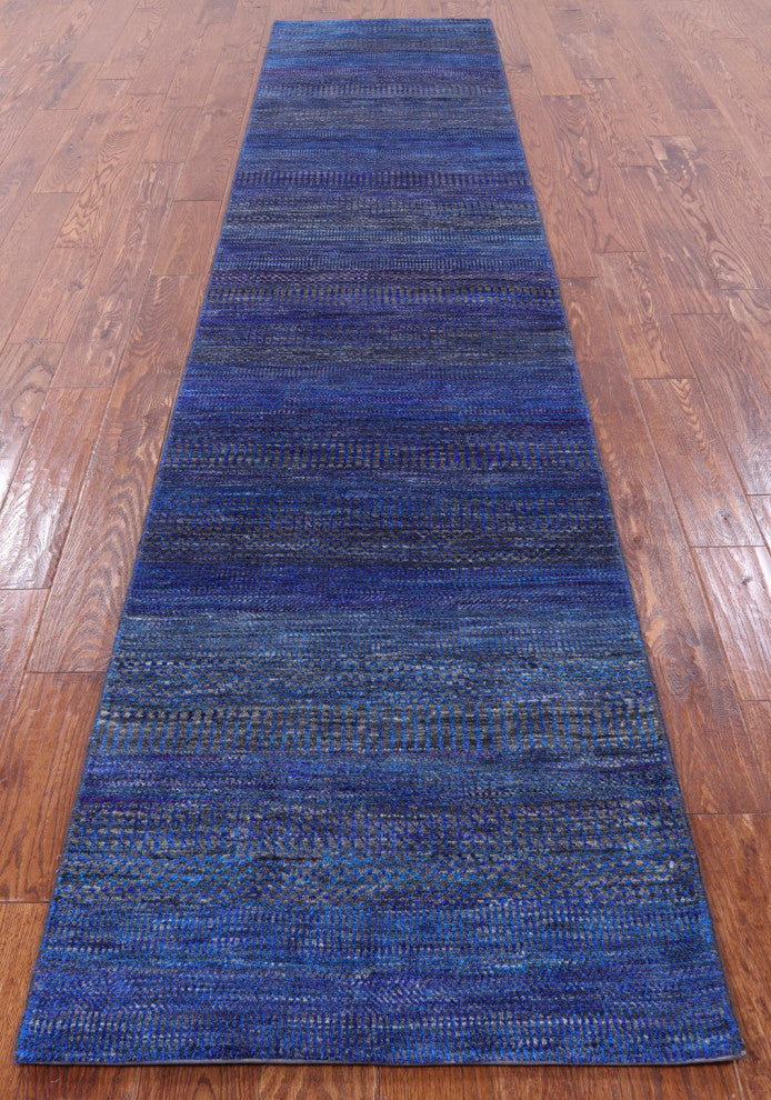 2' 7" X 11' 11" Runner Super Savannah Gabbeh Wool and Silk Handmade Rug Q6094