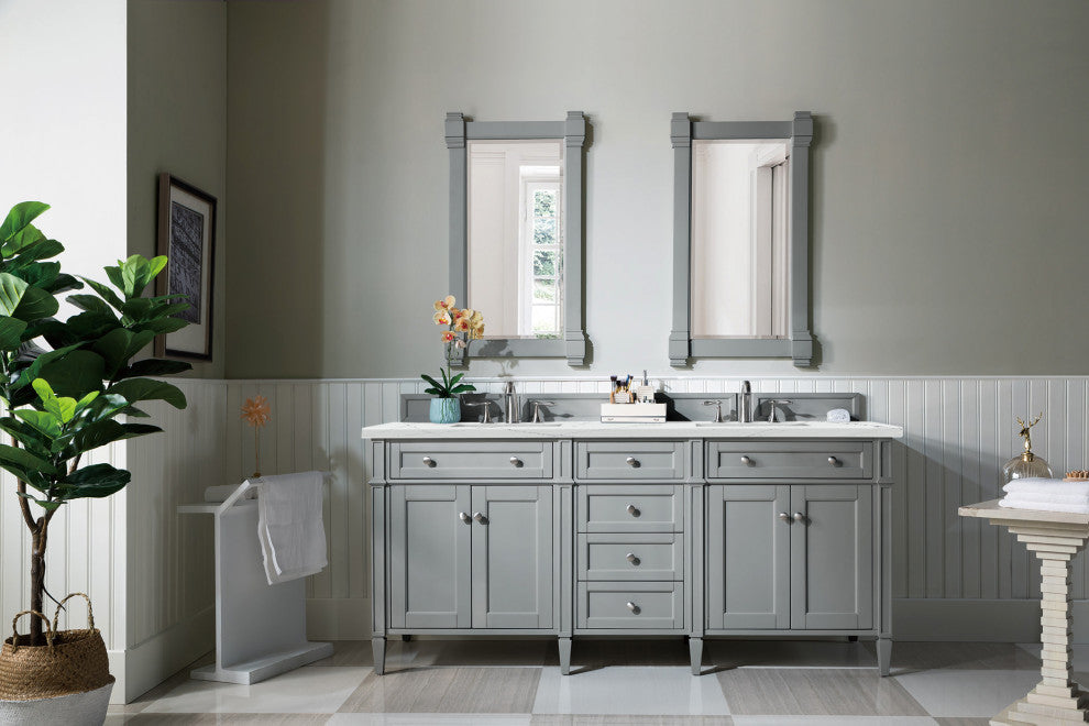 James Martin 650-V72-UGR-3ENC 72" Urban Gray Double Vanity w/ 3 CM Quartz Top