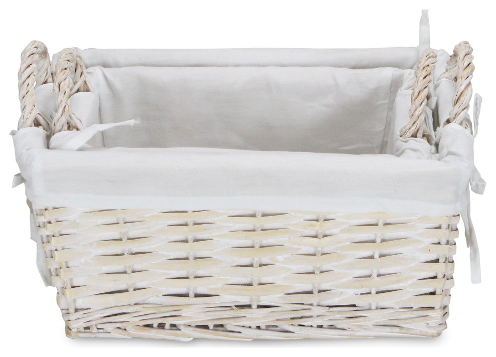 2-Piece Willow Rectangular Storage With Liner, White