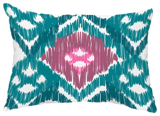 Original 14"x20" Decorative Abstract Outdoor Throw Pillow, Teal