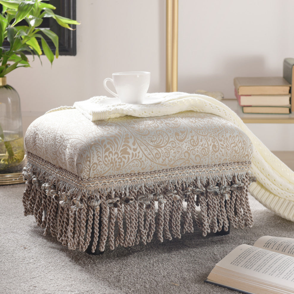 Fiona Footstool, Teal and Tan